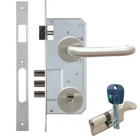 Дверний замок с ручкою из нержавейки Kale 152-3MR (+циліндр mul-t-lock-integrator)