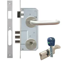 Дверний замок с ручкою из нержавейки Kale 152-3MR (+циліндр mul-t-lock-integrator)