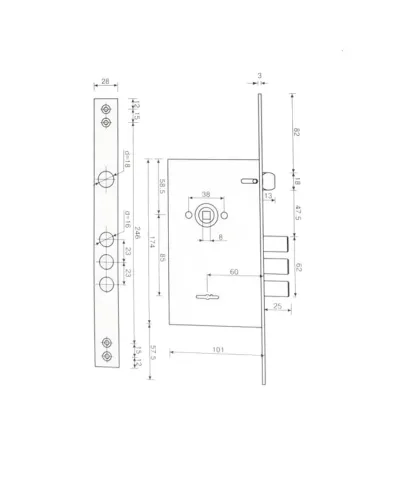 Замок Apecs T52/S8 заміна Kale 252RL