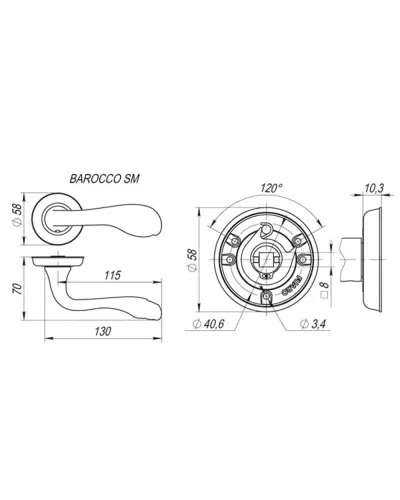 Дверна ручка Fuaro BAROCCO SM AB-7 матова бронза