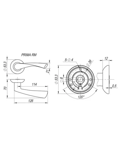 Дверна ручка Fuaro PRIMA RM SN / CP-3