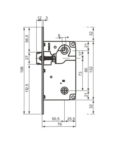AGB B010135003 Механізм WC для міжкімнатних дверей латунь