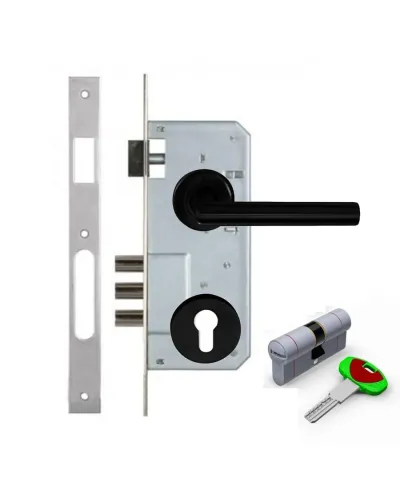 Дверний замок з ручками Kale 152-3MR CONDI BLACK SECUREMME K22