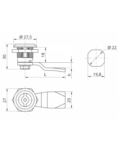 Замок для електрощитів RZ L181.1.A-10045