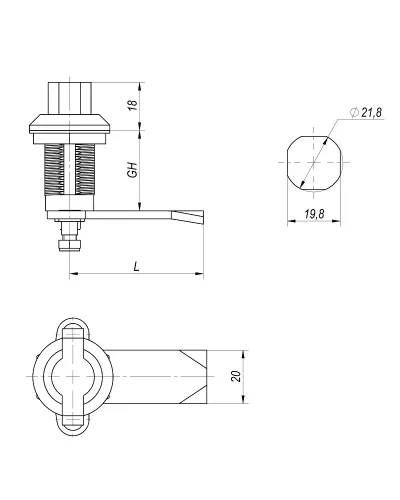 Замок поворотний довгий IP65 RZ 311-5-30