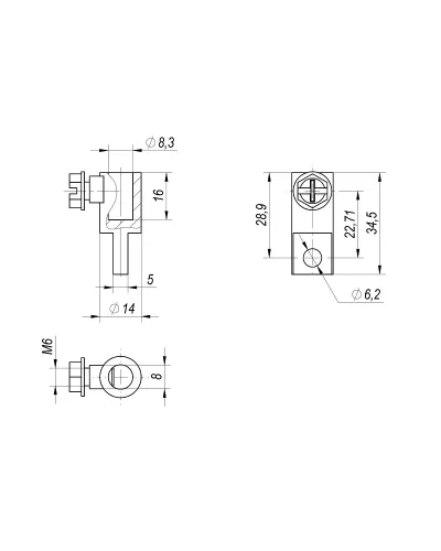 Адаптер для тяги круглої RZ 303-2, д. 15 мм