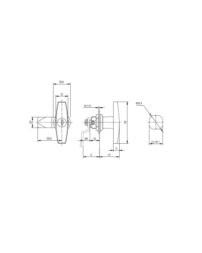 Замок з ручкою т подібної форми RZ L3020B.1-10045, чорний, один ключ