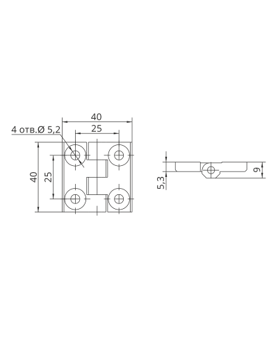 Петля меблева накладна RZ H1040.2.2.1, 40х40 мм