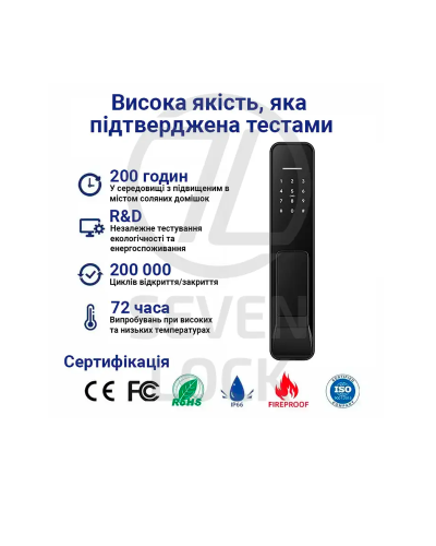 Автономний розумний електромоторний замок в офіс чи квартиру SEVEN LOCK SL-7769BFF
