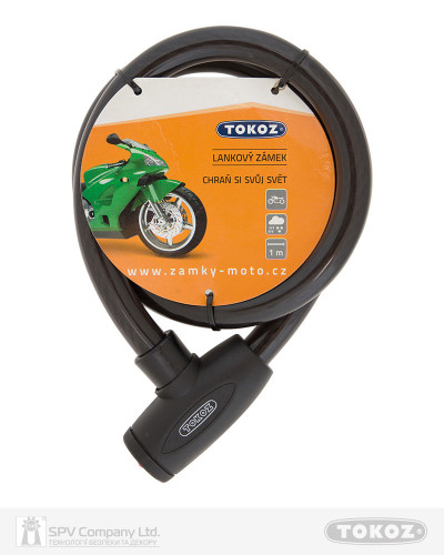 Замок з тросом TOKOZ MOTO BLACK 100 см 2KEY ТК8